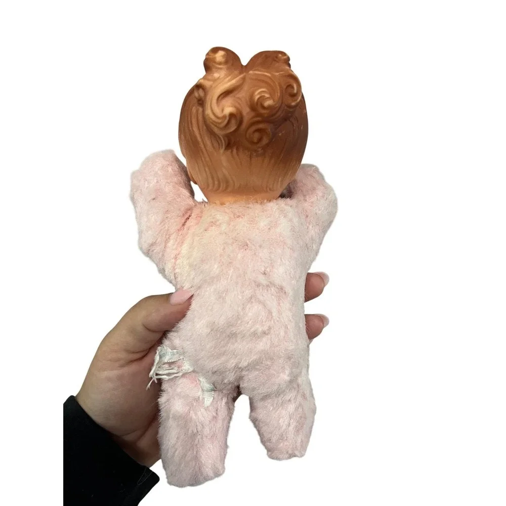 Vintage Rubber Face Douglas Cuddle Doll Pink Plush Stuffed Toy Mid Century Retro